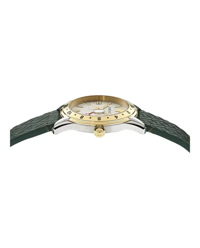 Versace Greca Time Gmt Watch In Green