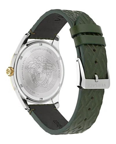 Versace Greca Time Gmt Watch In Green