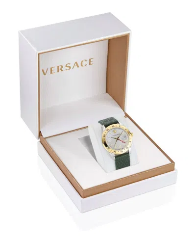 Versace Greca Time Gmt Watch In Green