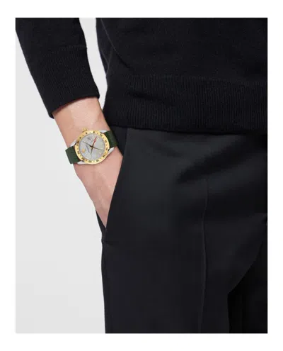 Versace Greca Time Gmt Watch In Green