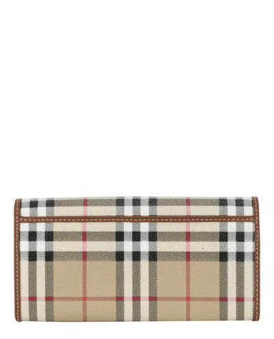 Burberry Checked Calfskin Leather Wallet With Gold-tone Hardware In Neutral