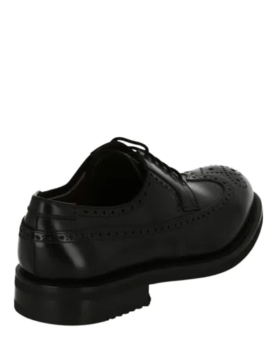 Ferragamo Marcus Brogues Man Lace-up Shoes Black Size 9 Calfskin In Black