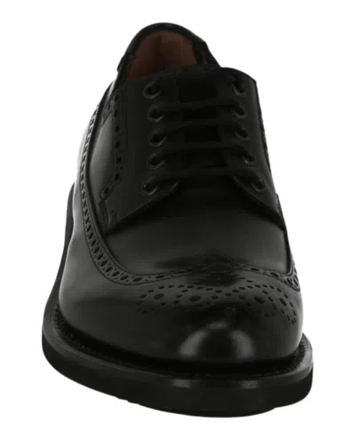 Ferragamo Marcus Brogues Man Lace-up Shoes Black Size 9 Calfskin In Black