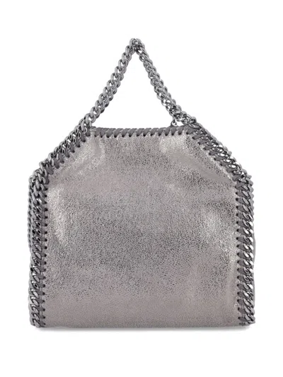 Stella Mccartney Silver-tone Grey Bag With Decorative Stitching And Chain Strap