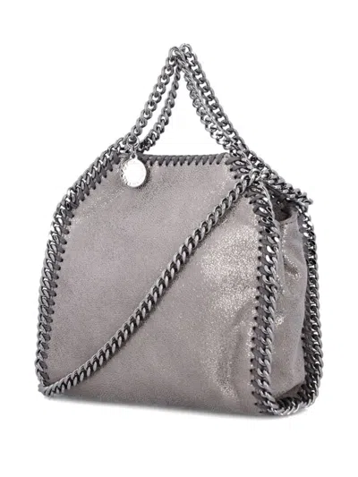 Stella Mccartney Silver-tone Grey Bag With Decorative Stitching And Chain Strap