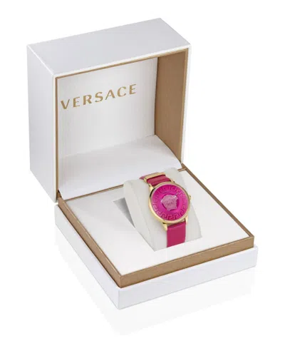Versace Medusa Alchemy Leather Strap In Purple