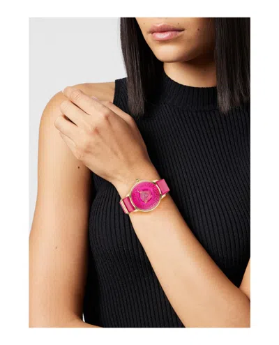 Versace Medusa Alchemy Leather Strap In Purple