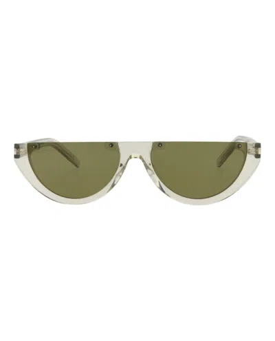 Saint Laurent Cat Eye-frame Acetate Sunglasses With Saddle Nose Bridge In Green