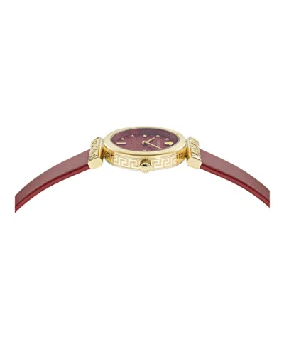 Versace Regalia Diamond Timepiece With Red Guilloche Dial In Red