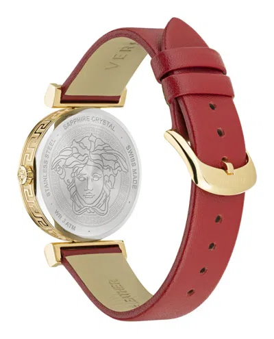 Versace Regalia Diamond Timepiece With Red Guilloche Dial In Red