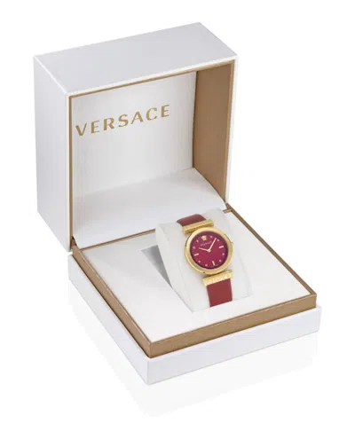 Versace Regalia Diamond Timepiece With Red Guilloche Dial In Red