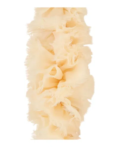 Gucci Silk Ruffle Scarf With Pom-pom Accents