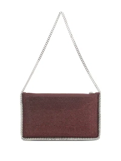 Stella Mccartney Burgundy Crystal-embellished Shoulder Bag With Chain Link Strap