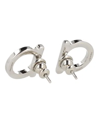 Ferragamo Circular Minimalist Bijoux Earrings With Silver-tone Finish In Metallic
