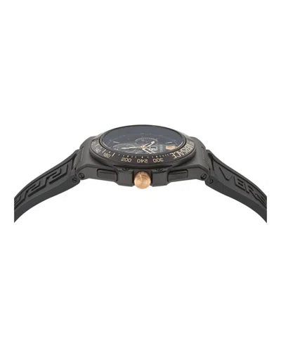 Versace Greca Extreme Chrono Silicone Watch In Black