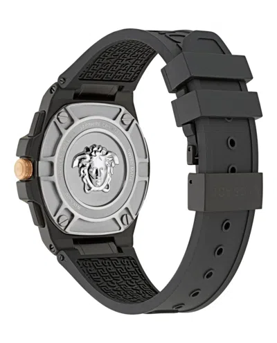 Versace Greca Extreme Chrono Silicone Watch In Black
