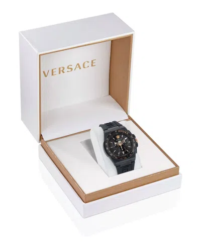 Versace Greca Extreme Chrono Silicone Watch In Black