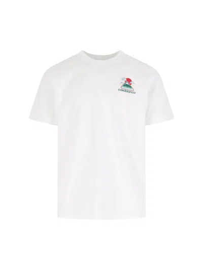 Casablanca White T-shirt With Crewneck And Logo On The Front And Maxi Logo On The Back In Cotton Man In White