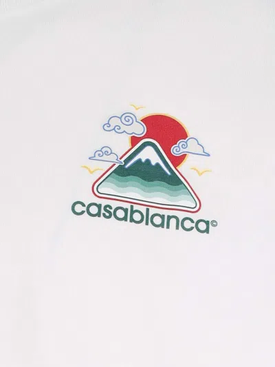 Casablanca White T-shirt With Crewneck And Logo On The Front And Maxi Logo On The Back In Cotton Man In White