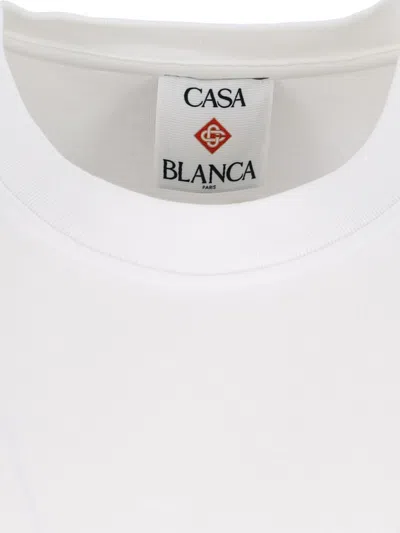 Casablanca White T-shirt With Crewneck And Logo On The Front And Maxi Logo On The Back In Cotton Man In White