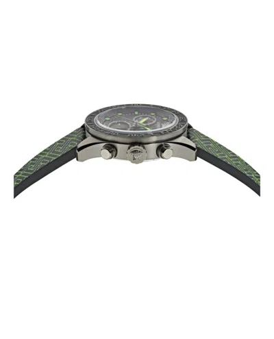 Versace Greca Dome Chrono Leather Watch In Green
