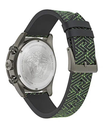 Versace Greca Dome Chrono Leather Watch In Green