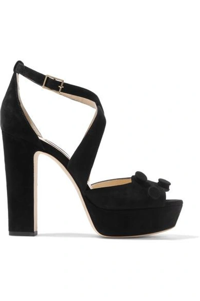 Shop Jimmy Choo Janet Embellished Suede Platform Sandals