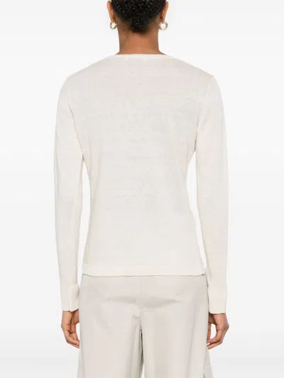 Max Mara Beige Linen Sweatshirt With Relaxed Fit In Pink