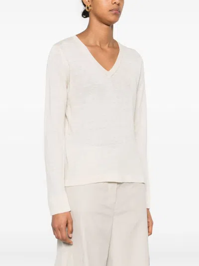 Max Mara Beige Linen Sweatshirt With Relaxed Fit In Pink