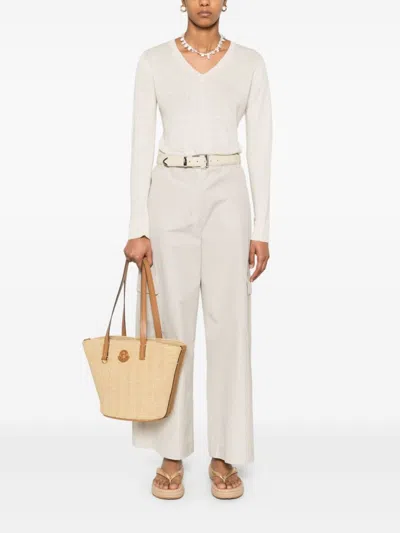 Max Mara Beige Linen Sweatshirt With Relaxed Fit In Pink