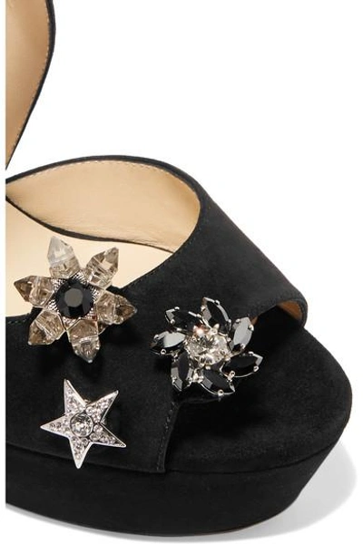 Shop Jimmy Choo Janet Embellished Suede Platform Sandals