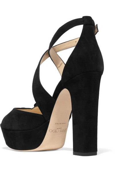 Shop Jimmy Choo Janet Embellished Suede Platform Sandals