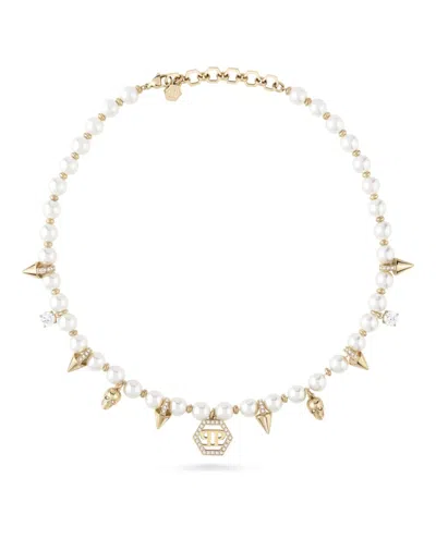 Philipp Plein Rhapsody Crystal Necklace With Gold-tone Spikes In Gold