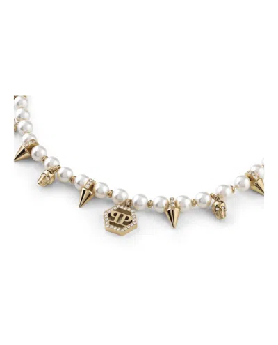 Philipp Plein Rhapsody Crystal Necklace With Gold-tone Spikes In Gold
