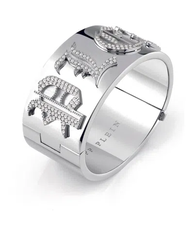 Philipp Plein Pp Lady Gothic Crystal Bangle Bracelet Woman Bracelet Silver Size Onesize Stainless St In Metallic
