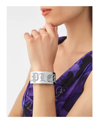 Philipp Plein Pp Lady Gothic Crystal Bangle Bracelet Woman Bracelet Silver Size Onesize Stainless St In Metallic