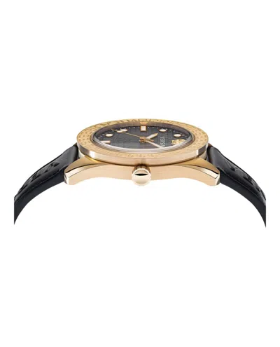 Versace Greca Dome Leather Strap In Black