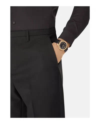 Versace Greca Dome Leather Strap In Black