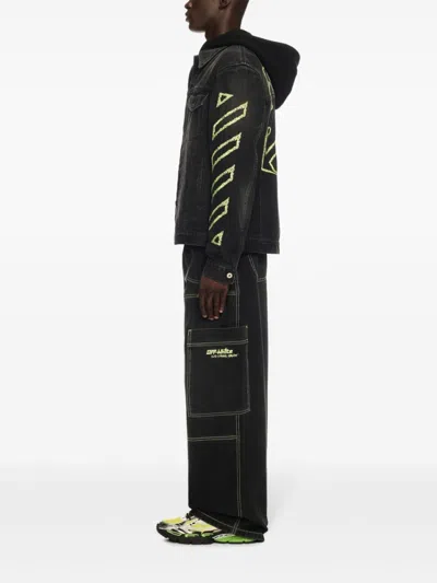 Off-white Diagonal Arrow Outline Embroidered Denim Skate Jacket