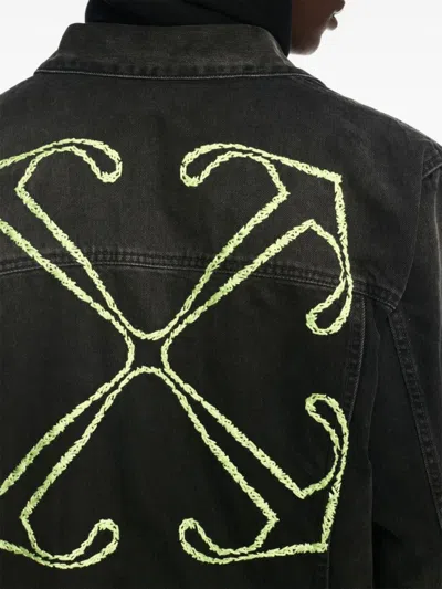 Off-white Diagonal Arrow Outline Embroidered Denim Skate Jacket