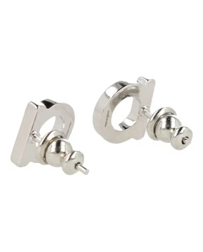 Ferragamo Circular Silver-tone Bijoux Earrings With Glass Accents In Metallic