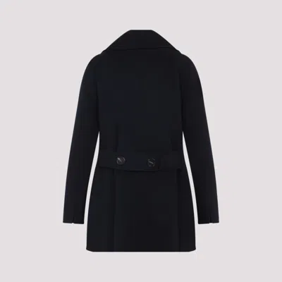 Max Mara Double-breasted Virgin Wool Coat With Tailored Fit In Black