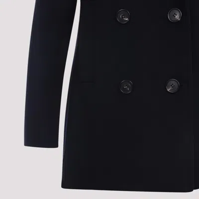 Max Mara Double-breasted Virgin Wool Coat With Tailored Fit In Black