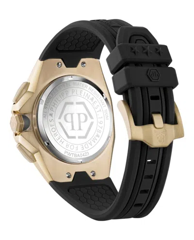 Philipp Plein Octagonal Chronograph Timepiece With Ip Yellow Gold Case In Black