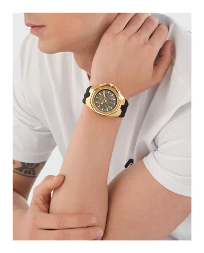 Philipp Plein Octagonal Chronograph Timepiece With Ip Yellow Gold Case In Black