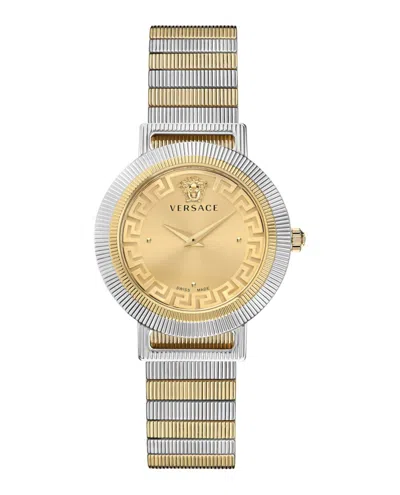 Versace Greca Chic Bracelet Watch With Gold Enamel Dial In Gold