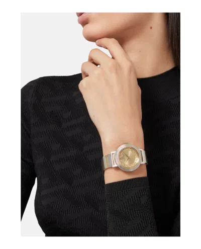 Versace Greca Chic Bracelet Watch With Gold Enamel Dial In Gold