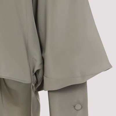 Max Mara Green Silk Shirt With Tie Neckline And Buttoned Cuffs