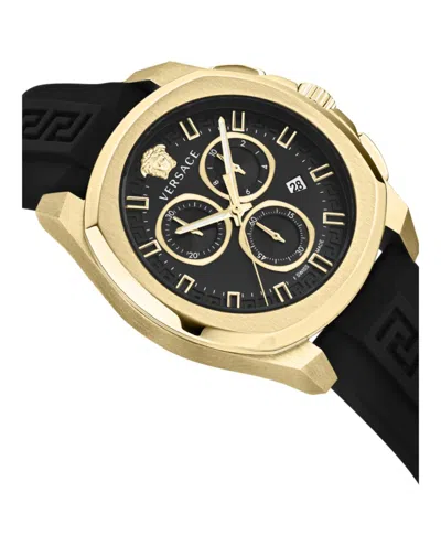 Versace Geo Chrono Silicone Watch In Black