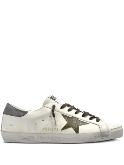 Golden Goose Super-star Sneakers With Lizard Effect Star And Grey Heel Tab